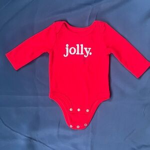 0-3M “Jolly” holiday long sleeve bodysuit